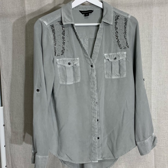 Rock & Republic Metallic Mayhem Button Up Blouse - Picture 2 of 6